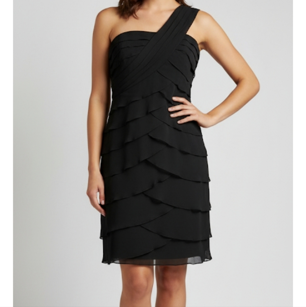 Max & Cleo Black One-Shoulder Sheath Dress